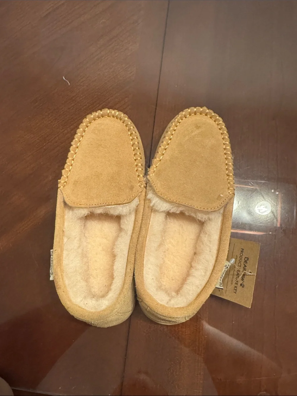 BearPaw Kids Tan Faux-Shearling Slip-On Moccasins